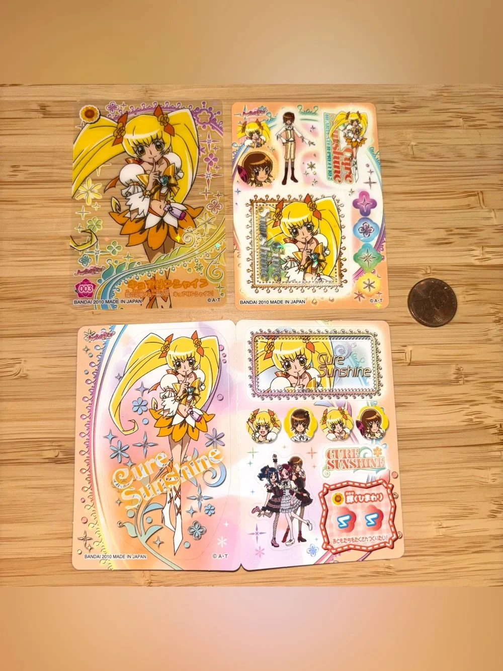 Rare 2010 heartcatch precure glitter card, glitter and non glitter sticker sheet